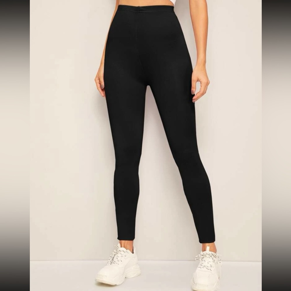 Solid Elastic High Waist Leggings